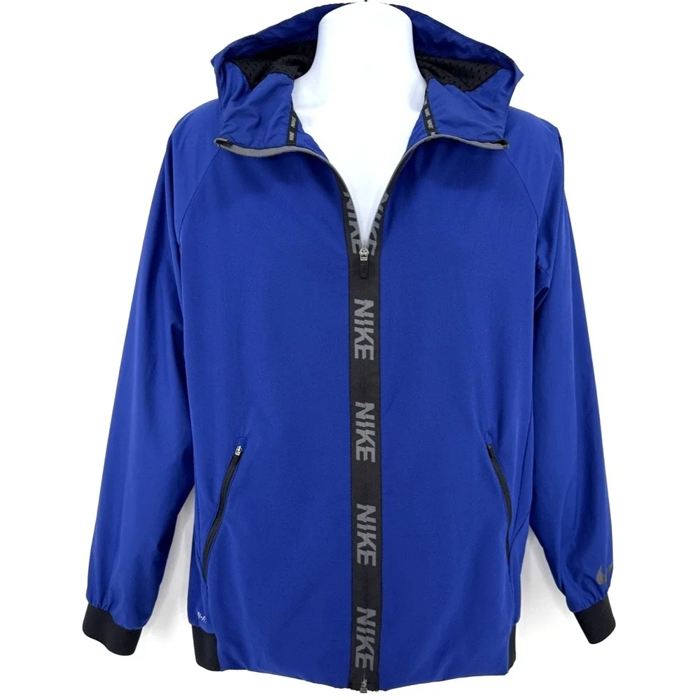 Nike Windrunner Hoodie Men's M Blue Dri-FIT Full Zip Mesh Lined Running‎